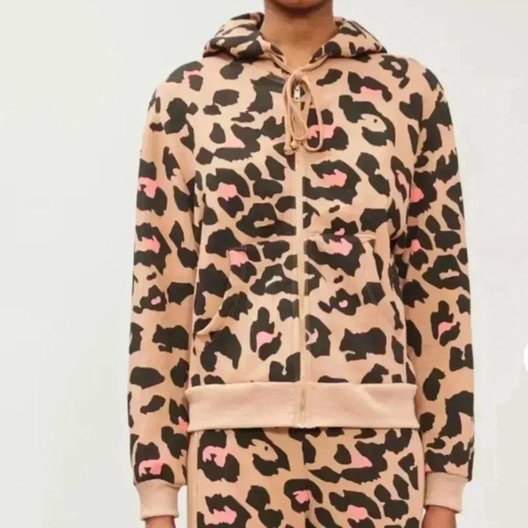 Wild Fox “Preppy Kitty Leopard” Print Everyday Hooded Sweatshirt Size Large NWT! - Picture 4 of 15